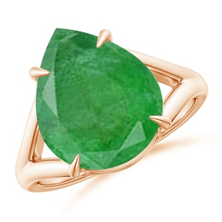 15.6x8.70mm AA GIA Certified Pear Emerald Split Shank Ring in 10K Rose Gold