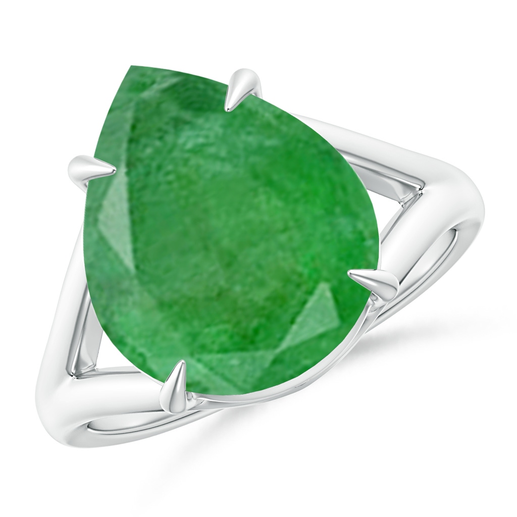15.6x8.70mm AA GIA Certified Pear Emerald Split Shank Ring in 18K White Gold