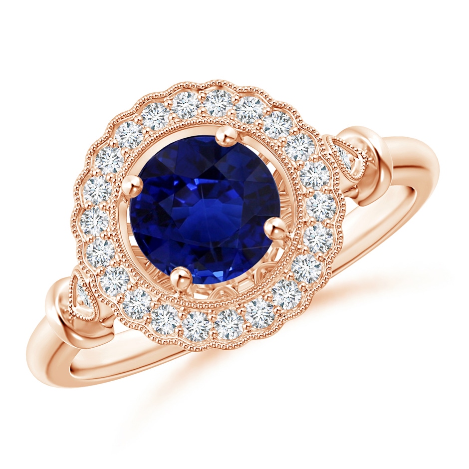 5.95-6.08x4.02mm AAA Art Deco Inspired GIA Certified Sapphire Halo Ring in 18K Rose Gold 