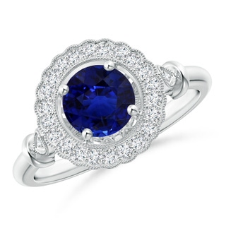 5.95-6.08x4.02mm AAA Art Deco Inspired GIA Certified Sapphire Halo Ring in White Gold