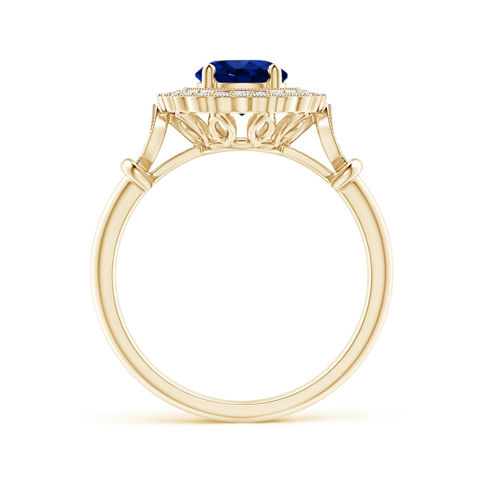 5.95-6.08x4.02mm AAA Art Deco Inspired GIA Certified Sapphire Halo Ring in Yellow Gold product image