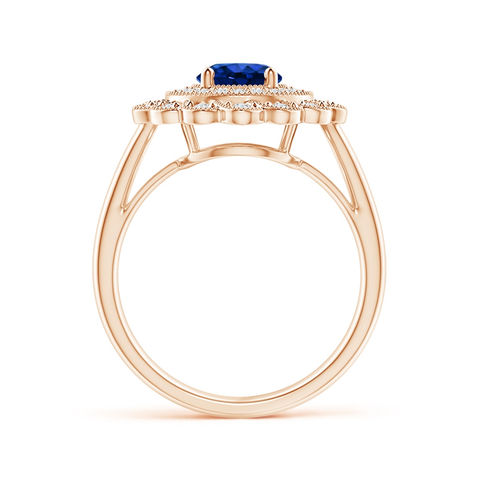 6.02-6.14x3.87mm AAA Art Deco Inspired GIA Certified Sapphire Floral Halo Ring in Rose Gold Product Image