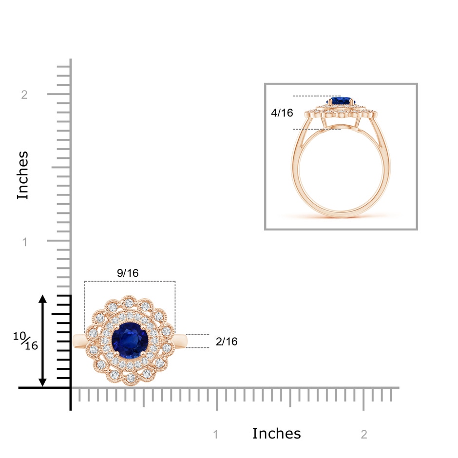 6.02-6.14x3.87mm AAA Art Deco Inspired GIA Certified Sapphire Floral Halo Ring in Rose Gold Product Image