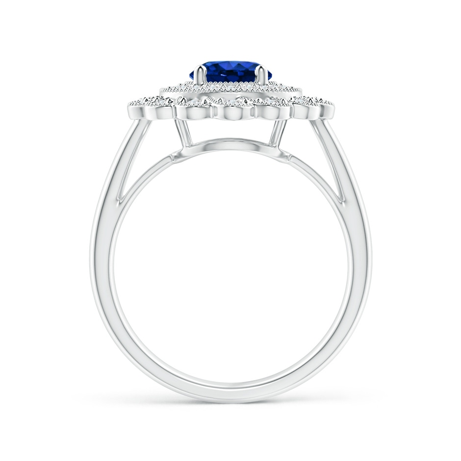 6.02-6.14x3.87mm AAA Art Deco Inspired GIA Certified Sapphire Floral Halo Ring in White Gold Product Image