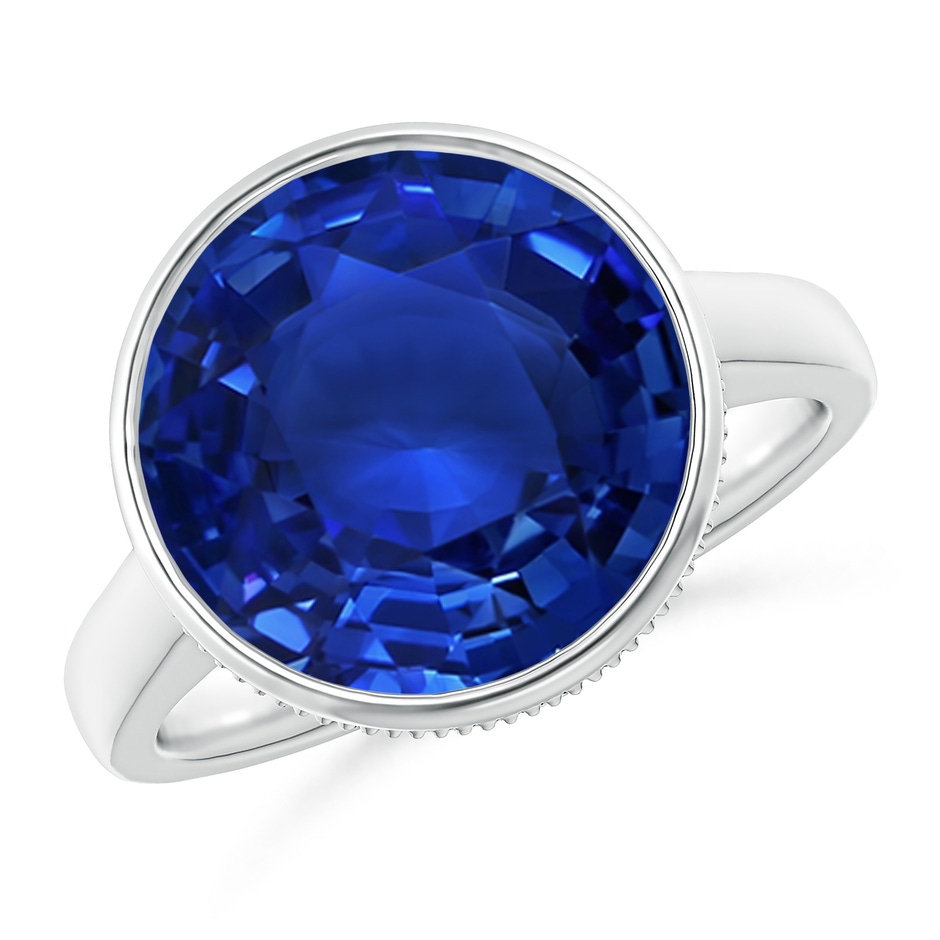 11.80-12.00x5.62mm AAA Bezel-Set GIA Certified Ceylon Sapphire Solitaire Ring in 18K White Gold 