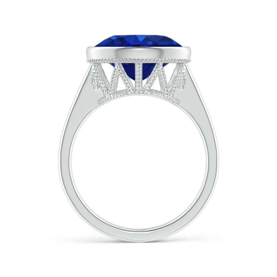 11.80-12.00x5.62mm AAA Bezel-Set GIA Certified Ceylon Sapphire Solitaire Ring in 18K White Gold product image