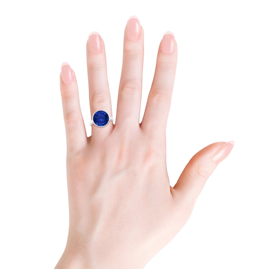 11.80-12.00x5.62mm AAA Bezel-Set GIA Certified Ceylon Sapphire Solitaire Ring in 18K White Gold product image