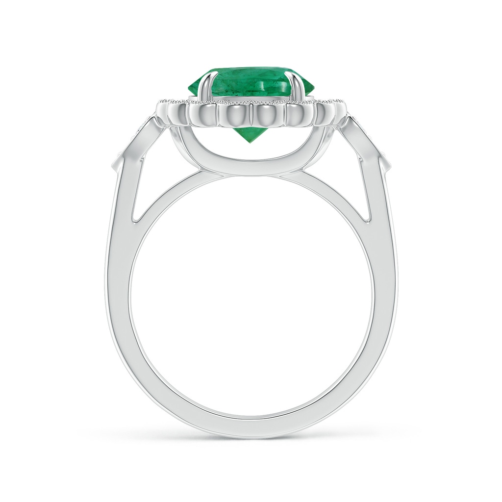 8.88x8.73x5.43mm AA GIA Certified Vintage Style Emerald Floral Ring in P950 Platinum Side 199