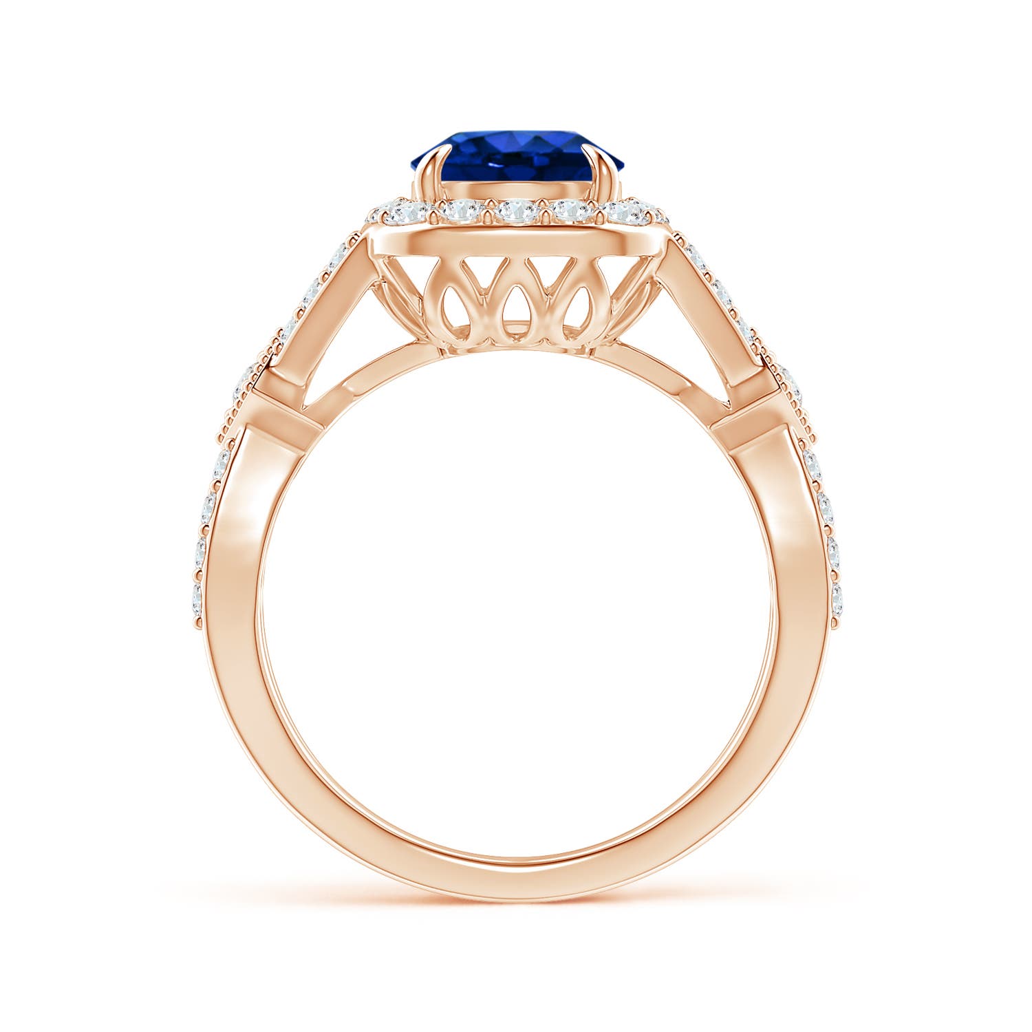 AAAA - Blue Sapphire / 2.92 CT / 14 KT Rose Gold