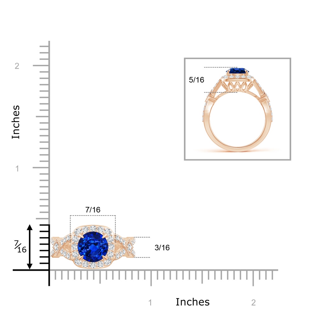 8mm AAAA Vintage Style Sapphire Split Shank Halo Ring in Rose Gold Product Image