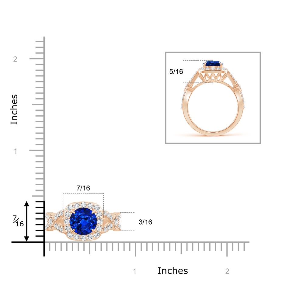 8mm AAAA Vintage Style Sapphire Split Shank Halo Ring in Rose Gold product image