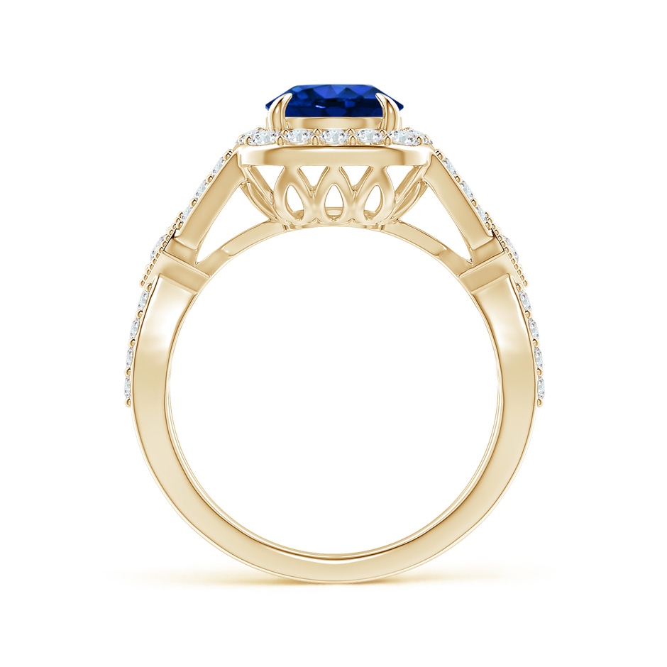 8mm AAAA Vintage Style Sapphire Split Shank Halo Ring in Yellow Gold product image