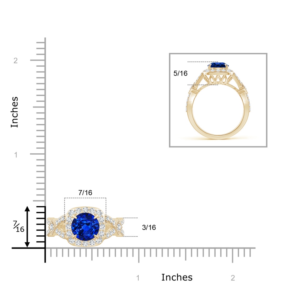 8mm AAAA Vintage Style Sapphire Split Shank Halo Ring in Yellow Gold product image