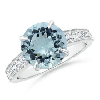 10.17x10.08x5.85mm AAA GIA Certified Classic Aquamarine Solitaire Ring with Milgrain in P950 Platinum