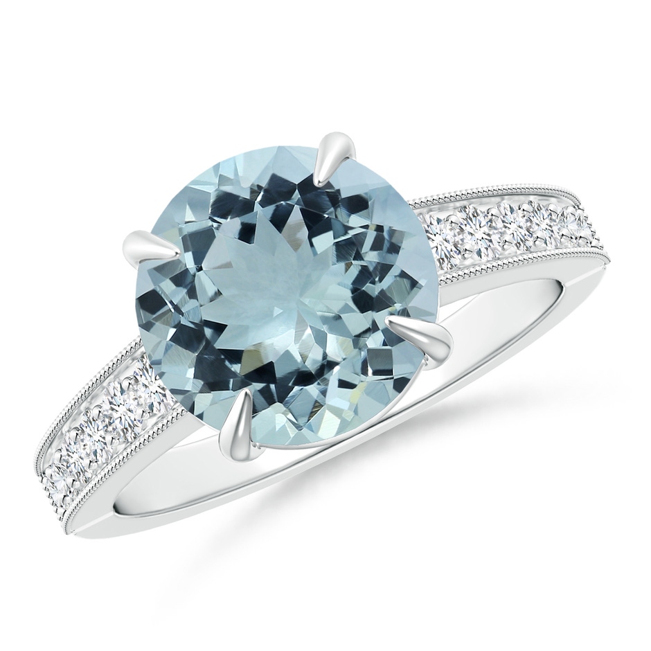 10.17x10.08x5.85mm AAA GIA Certified Classic Aquamarine Solitaire Ring with Milgrain in P950 Platinum 