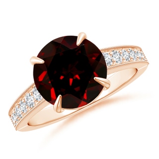 10.10x9.97x5.72mm AAA GIA Certified Classic Garnet Solitaire Ring with Milgrain in 18K Rose Gold