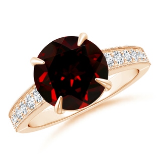 10.10x9.97x5.72mm AAA GIA Certified Classic Garnet Solitaire Ring with Milgrain in 9K Rose Gold