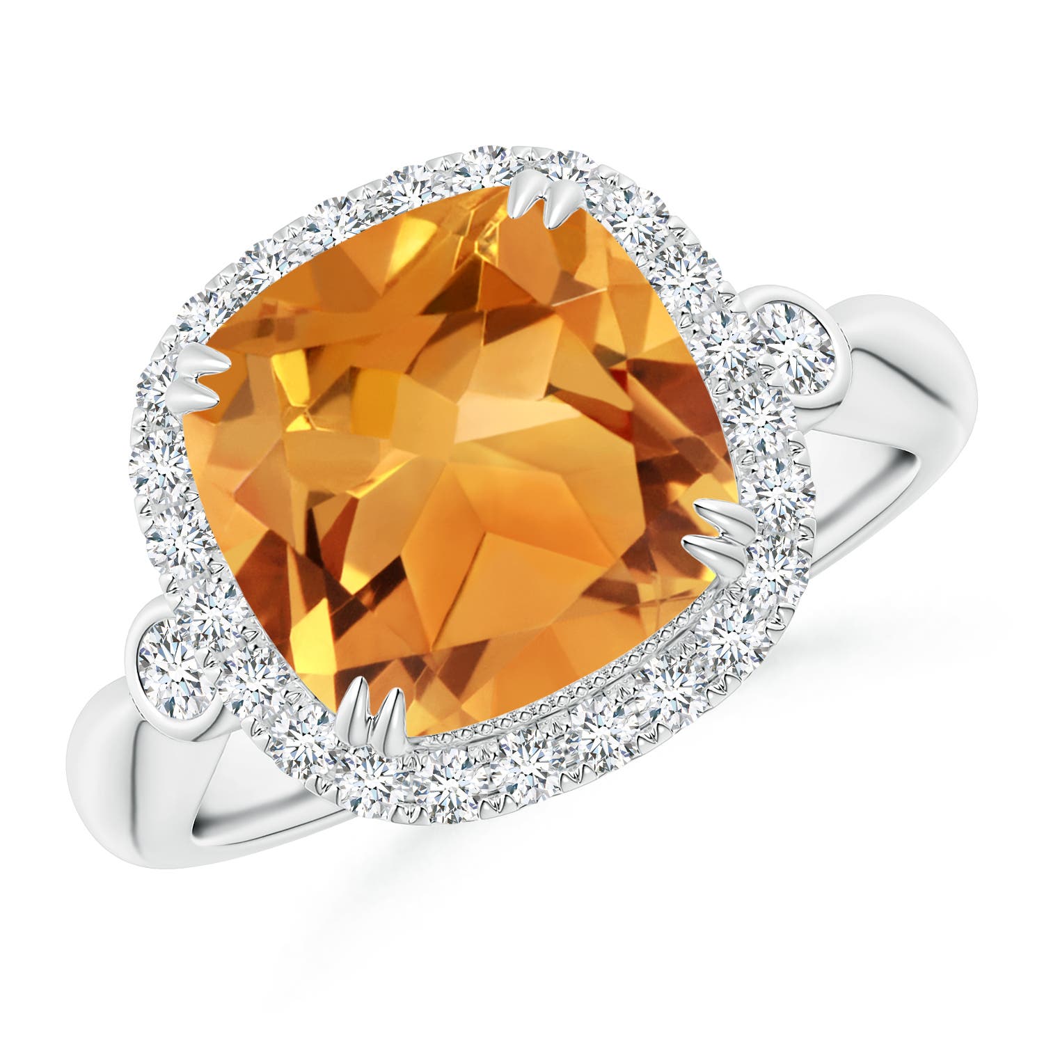 AA - Citrine / 3.87 CT / 14 KT White Gold