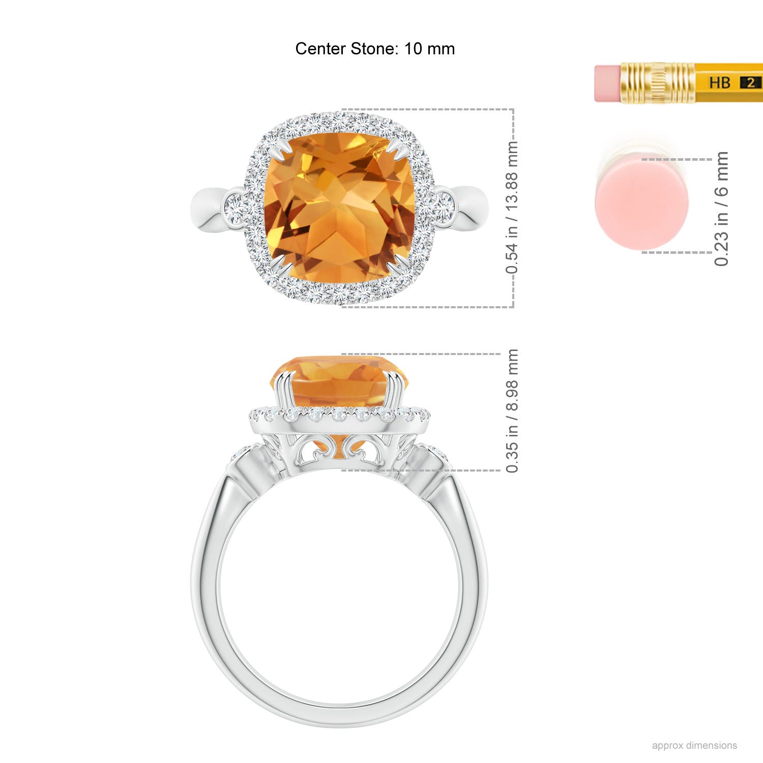 AA - Citrine / 3.87 CT / 14 KT White Gold