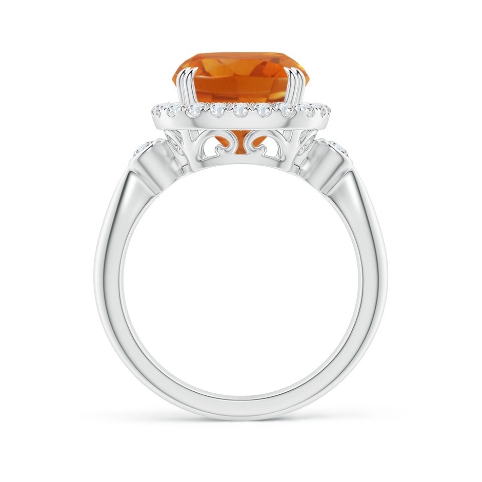 10mm AAA Cushion Citrine Reverse Tapered Shank Cocktail Halo Ring in White Gold side 1