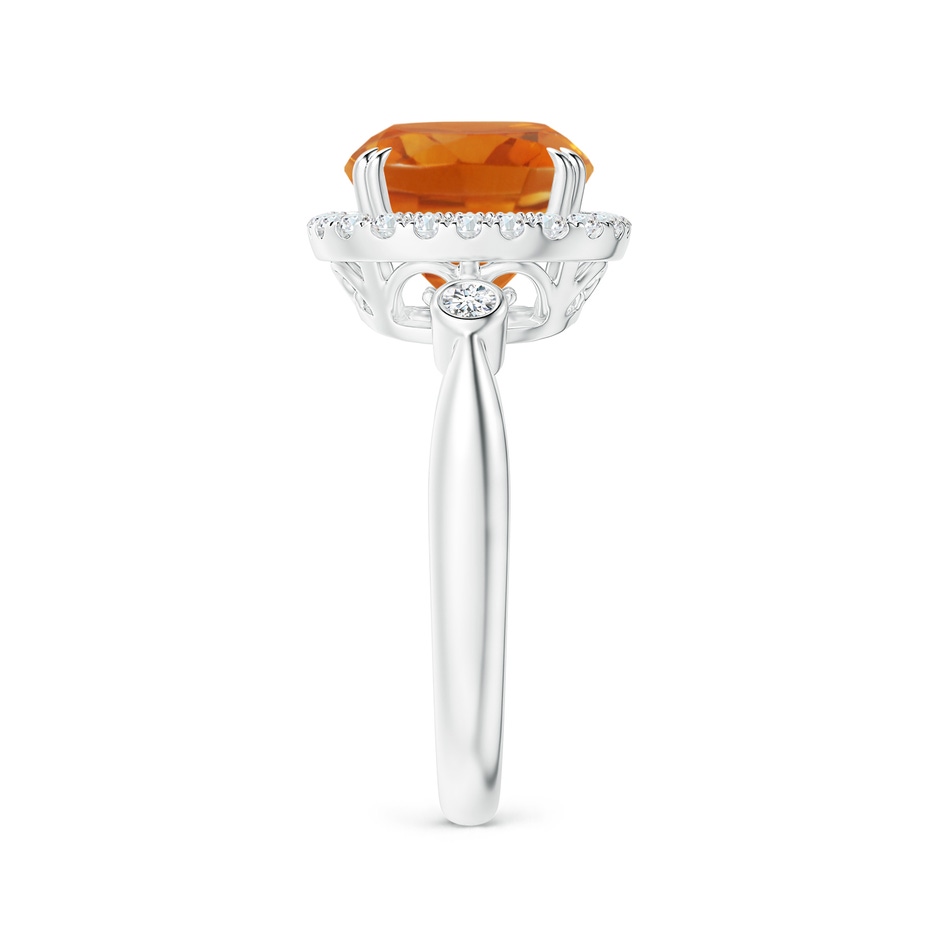 9mm AAA Cushion Citrine Reverse Tapered Shank Cocktail Halo Ring in White Gold side 2