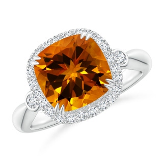 10.06x10.05x6.83mm AA GIA Certified Cushion Citrine Tapered Shank Ring in White Gold
