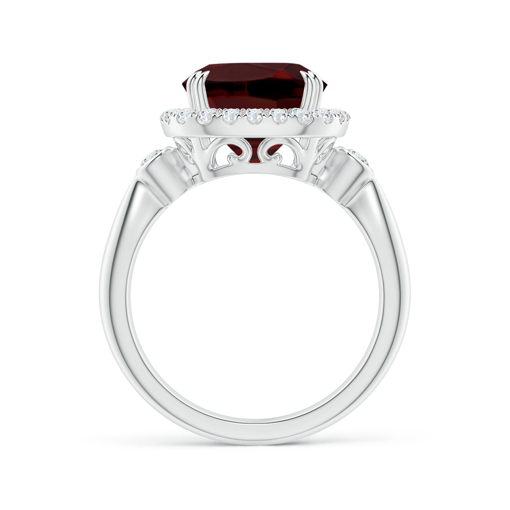 10mm AAA Cushion Garnet Reverse Tapered Shank Cocktail Halo Ring in White Gold Side 1