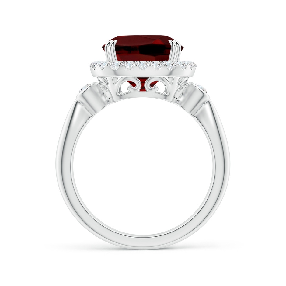 10mm AAAA Cushion Garnet Reverse Tapered Shank Cocktail Halo Ring in P950 Platinum side 1