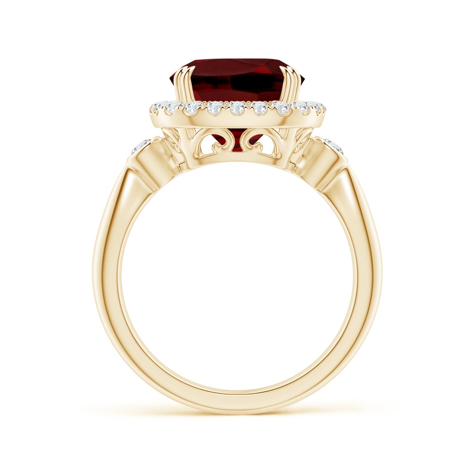 10mm AAAA Cushion Garnet Reverse Tapered Shank Cocktail Halo Ring in Yellow Gold side 1