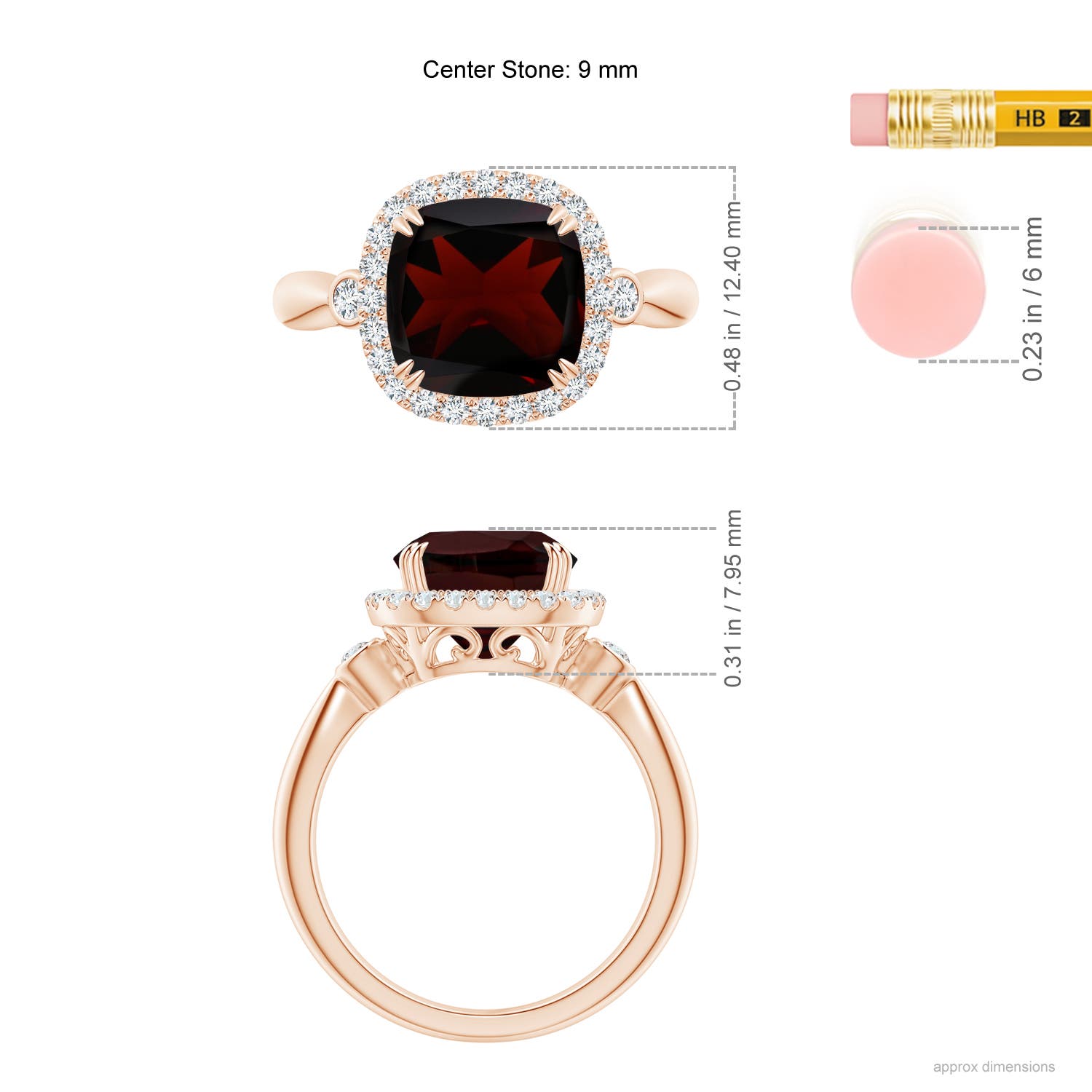 A - Garnet / 3.91 CT / 14 KT Rose Gold