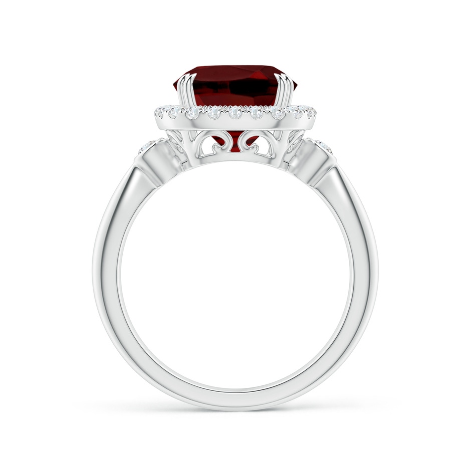 9mm AAAA Cushion Garnet Reverse Tapered Shank Cocktail Halo Ring in P950 Platinum side 1
