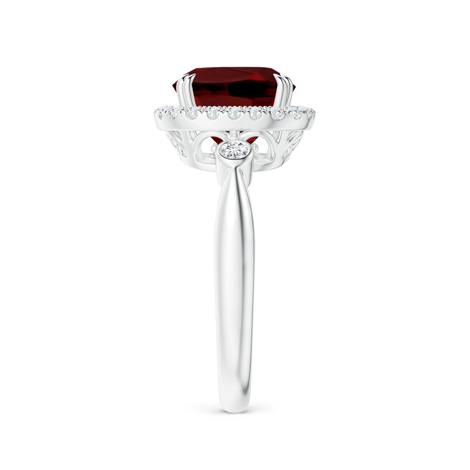 9mm AAAA Cushion Garnet Reverse Tapered Shank Cocktail Halo Ring in P950 Platinum side 2