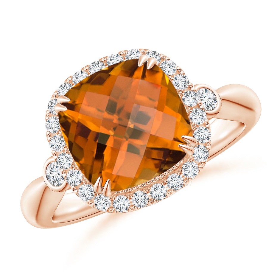 9.97x9.86x8.06mm AAA GIA Certified Cushion Orange Zircon Ring in 18K Rose Gold 