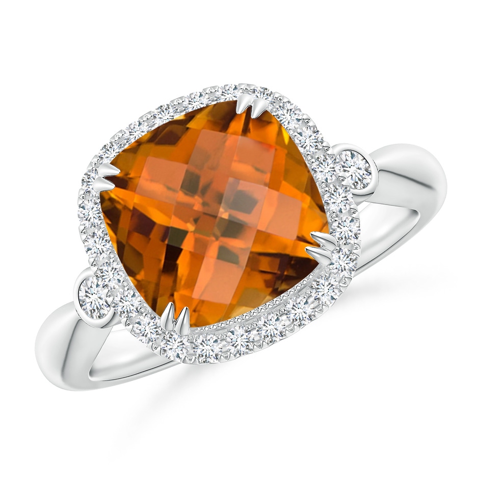 9.97x9.86x8.06mm AAA GIA Certified Cushion Orange Zircon Ring in White Gold 