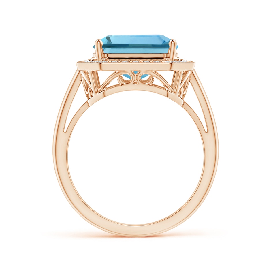 14.00x9.91x8.46mm AAAA GIA Certified Emerald Cut Aquamarine Ring with Diamonds in 9K Rose Gold side 199