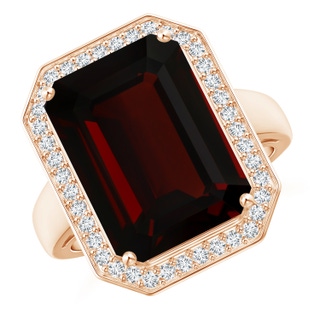 14x9.96x5.8mm AAA GIA Certified Emerald Cut Garnet Ring with Diamonds in 10K Rose Gold