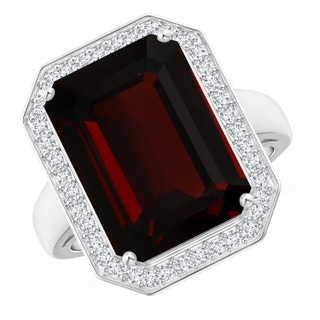 14x9.96x5.8mm AAA GIA Certified Emerald Cut Garnet Ring with Diamonds in 18K White Gold