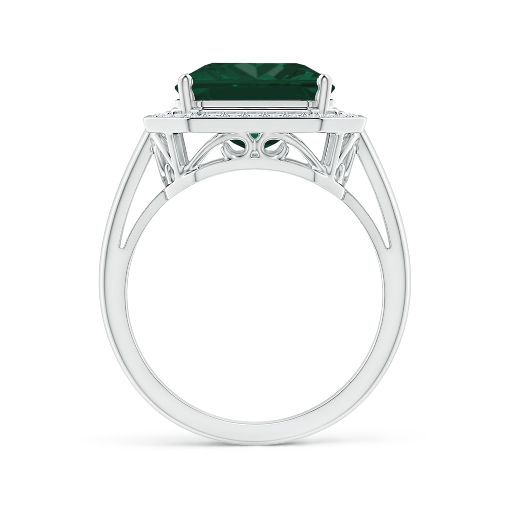 13.82x11.58x10.49mm AAAA GIA Certified Octagonal Green Sapphire (Teal) Ring with Diamonds in White Gold Side 1