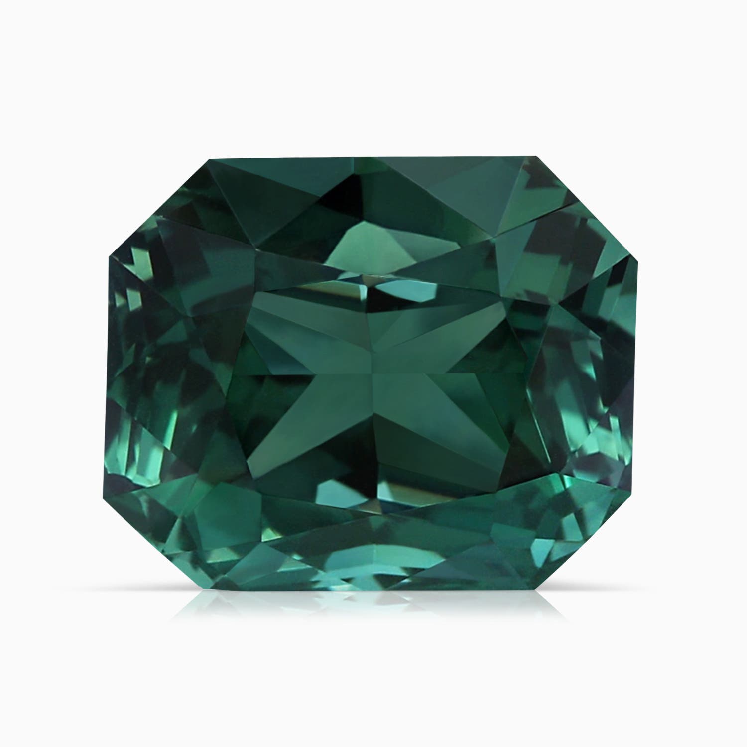 13.82x11.58x10.49mm AAAA GIA Certified Octagonal Teal Colour Sapphire Ring with Diamonds in White Gold - stone