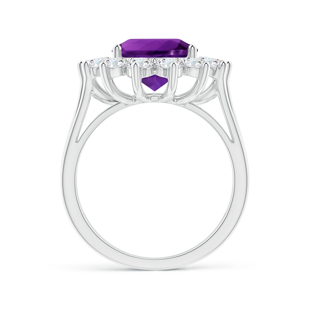 12.05x10.05x6.55mm AAAA GIA Certified Amethyst Triple Shank Floral Halo Ring in White Gold - side 199