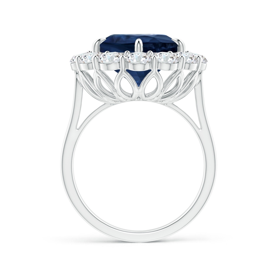 14.43x11.51x5.78mm AA GIA Certified Classic Oval Blue Sapphire Ring with Diamond Halo in 18K White Gold side-1