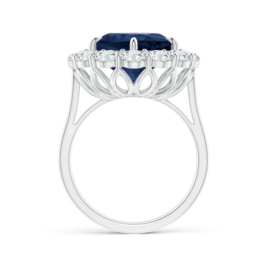 14.43x11.51x5.78mm AA GIA Certified Classic Oval Blue Sapphire Ring with Diamond Halo in P950 Platinum side-1