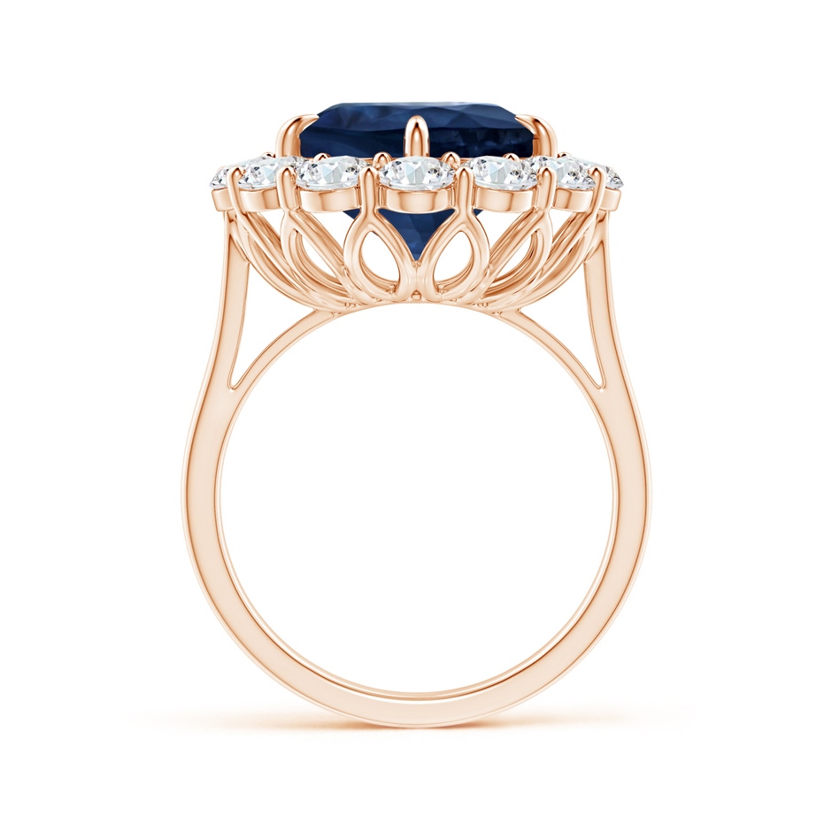 14.43x11.51x5.78mm AA GIA Certified Classic Oval Blue Sapphire Ring with Diamond Halo in Rose Gold side-1