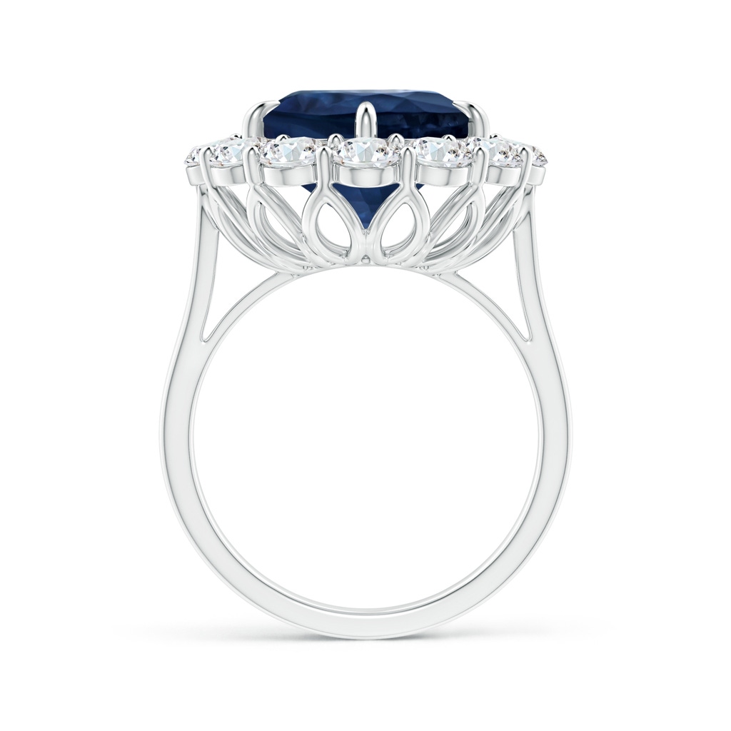 14.43x11.51x5.78mm AA GIA Certified Classic Oval Blue Sapphire Ring with Diamond Halo in White Gold Side-1