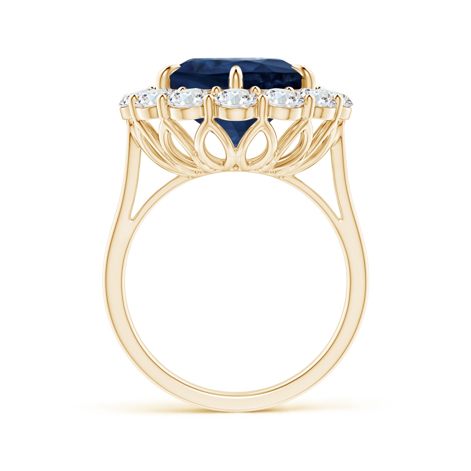 14.43x11.51x5.78mm AA GIA Certified Classic Oval Blue Sapphire Ring with Diamond Halo in Yellow Gold side-1