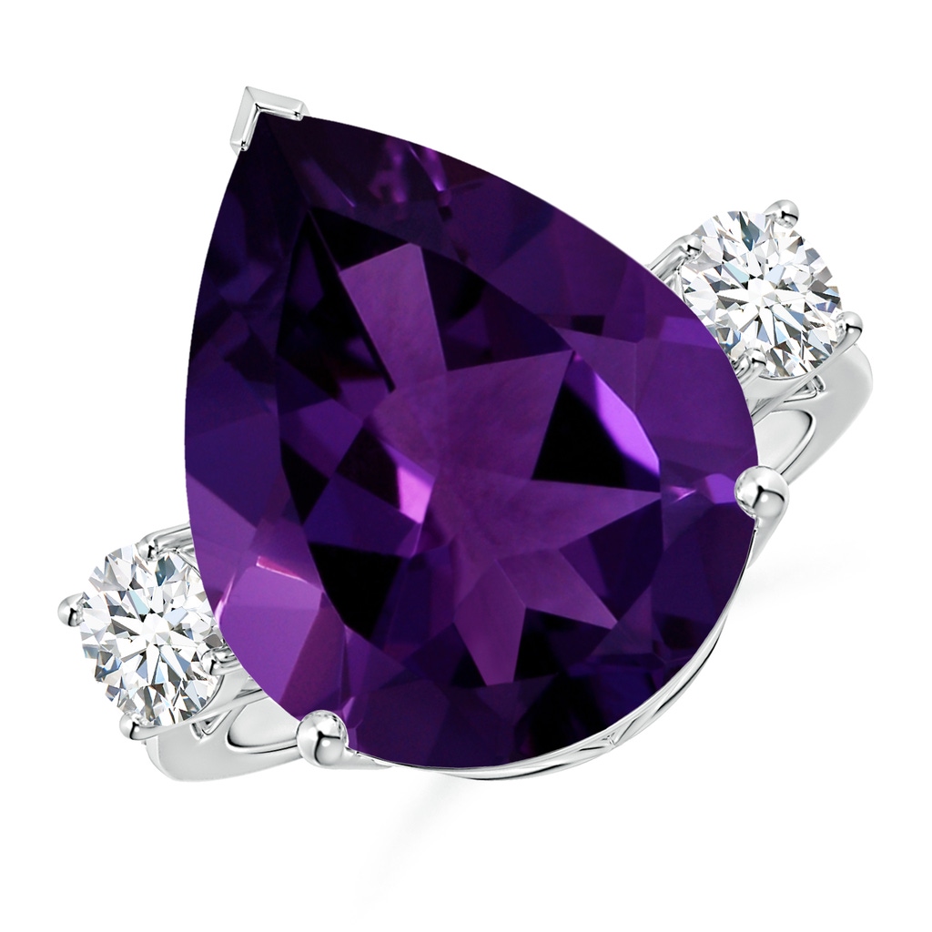 12.10x8.17x5.33mm AAA GIA Certified Pear Amethyst Ring with Diamonds in White Gold