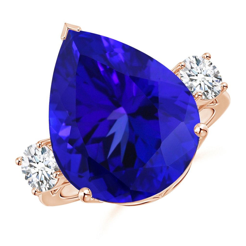 17.38x13.73x10.49mm AAAA GIA Certified Pear Tanzanite Ring with Diamonds in Rose Gold