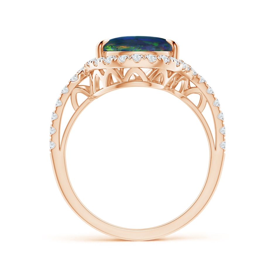 13.16x9.81x2.89mm AAA GIA Certified Black Opal Bypass Ring with Diamond Halo in Rose Gold side 199