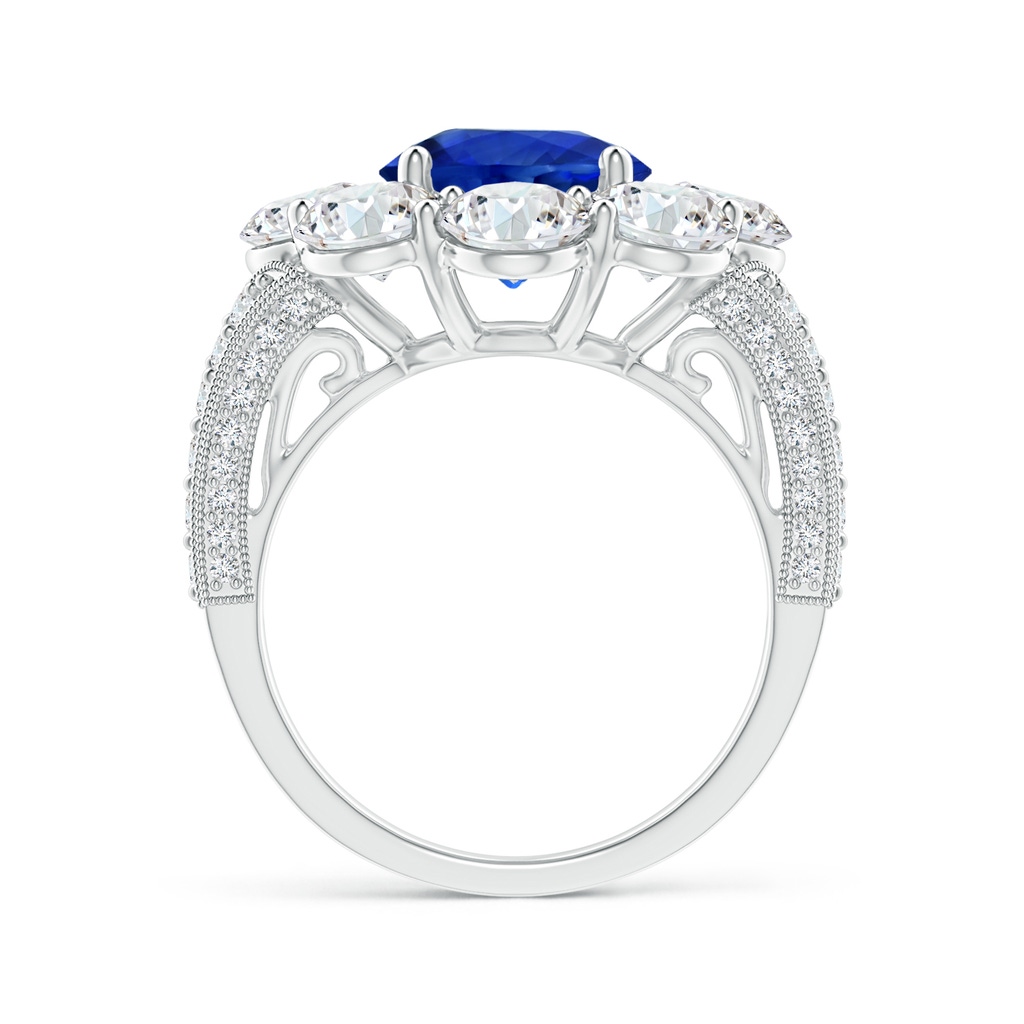 8.60x8.50x4.97mm AAA GIA Certified Classic Blue Sapphire Floral Halo Ring in White Gold Side-1