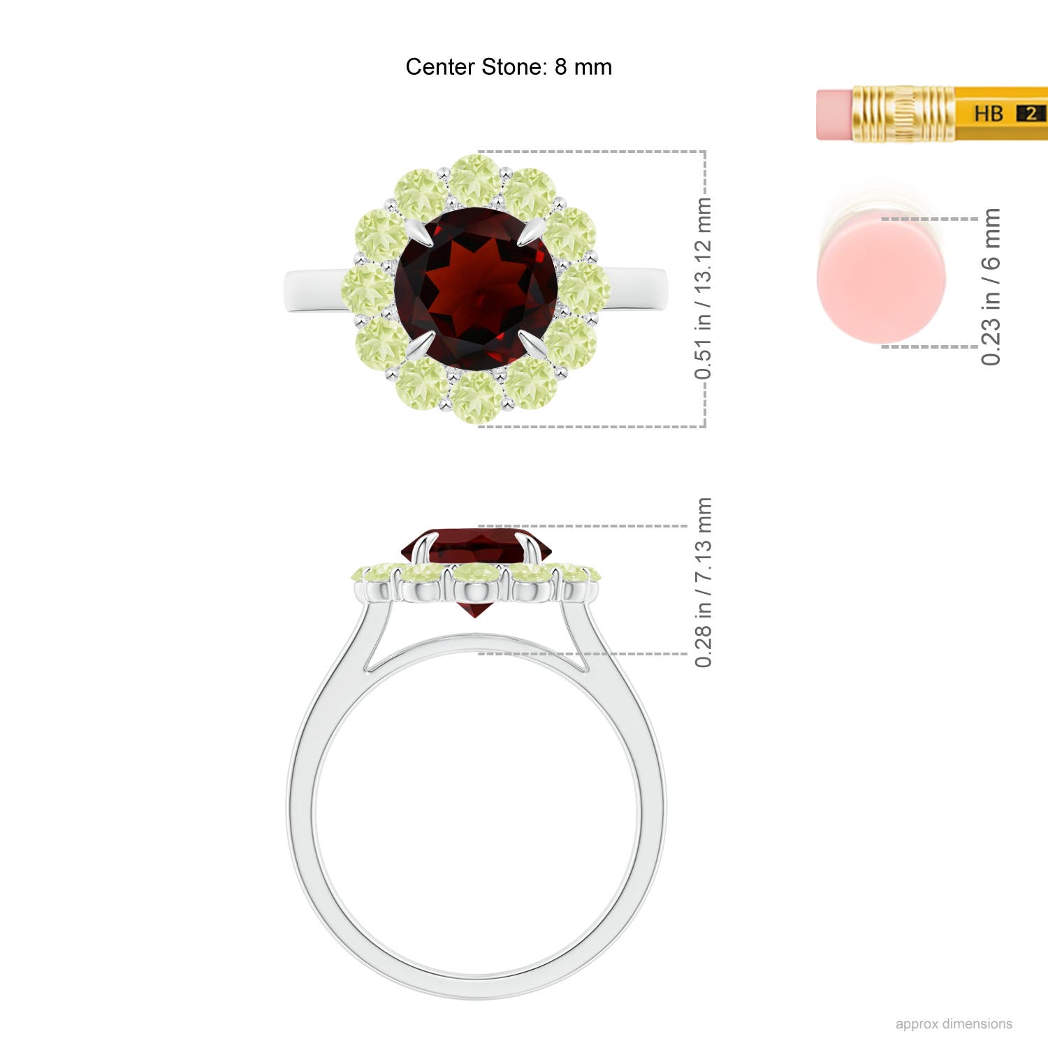 AA - Garnet / 3.04 CT / 14 KT White Gold